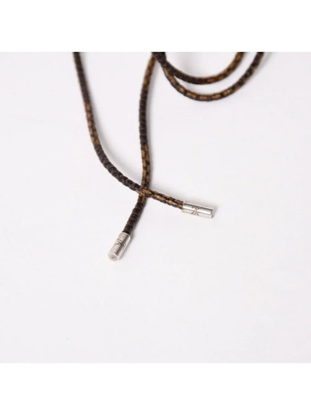 Louis Vuitton Pendentif Damier 925 Sterling Silver Necklace Brown Yellow